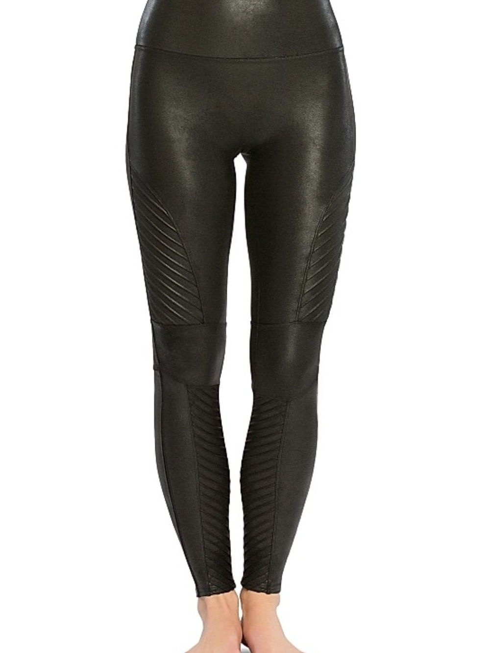 SPANX Black Faux Leather Moto-Style Leggings‎